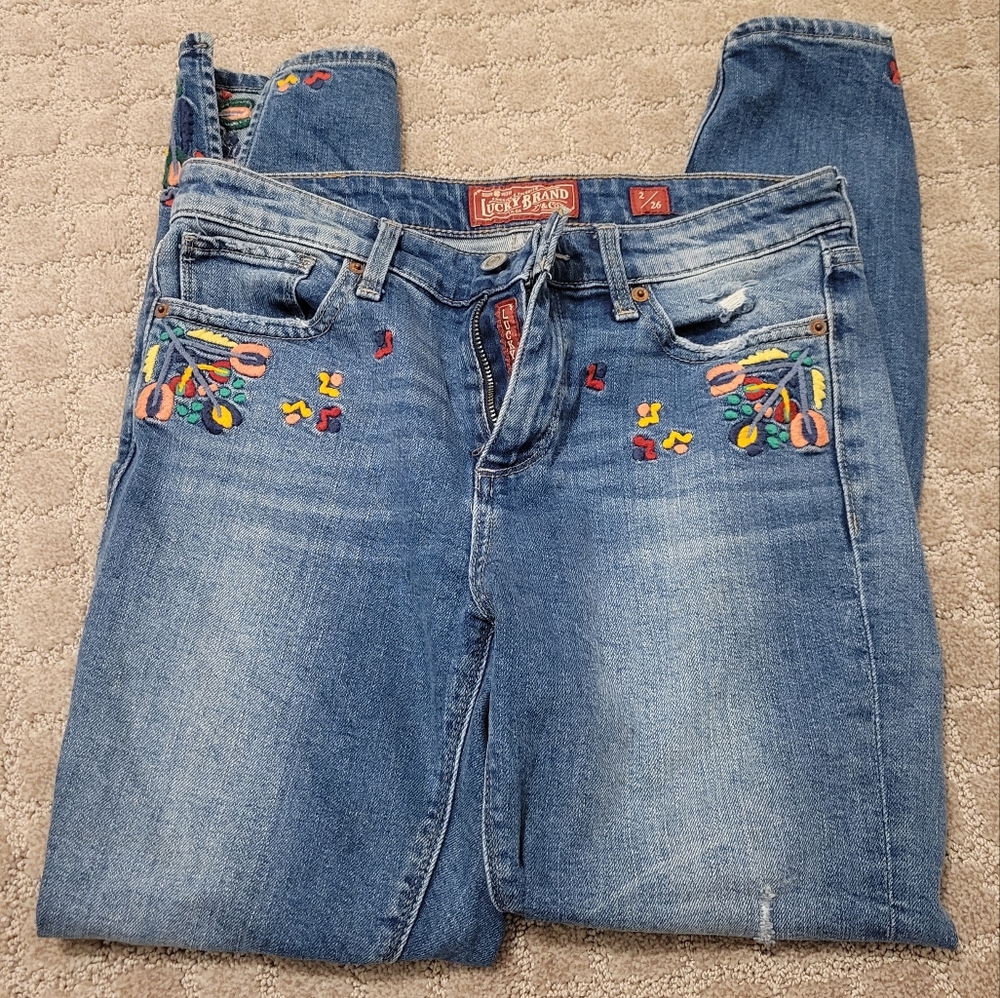 Lucky Brand Ava skinny embroidered jeans
